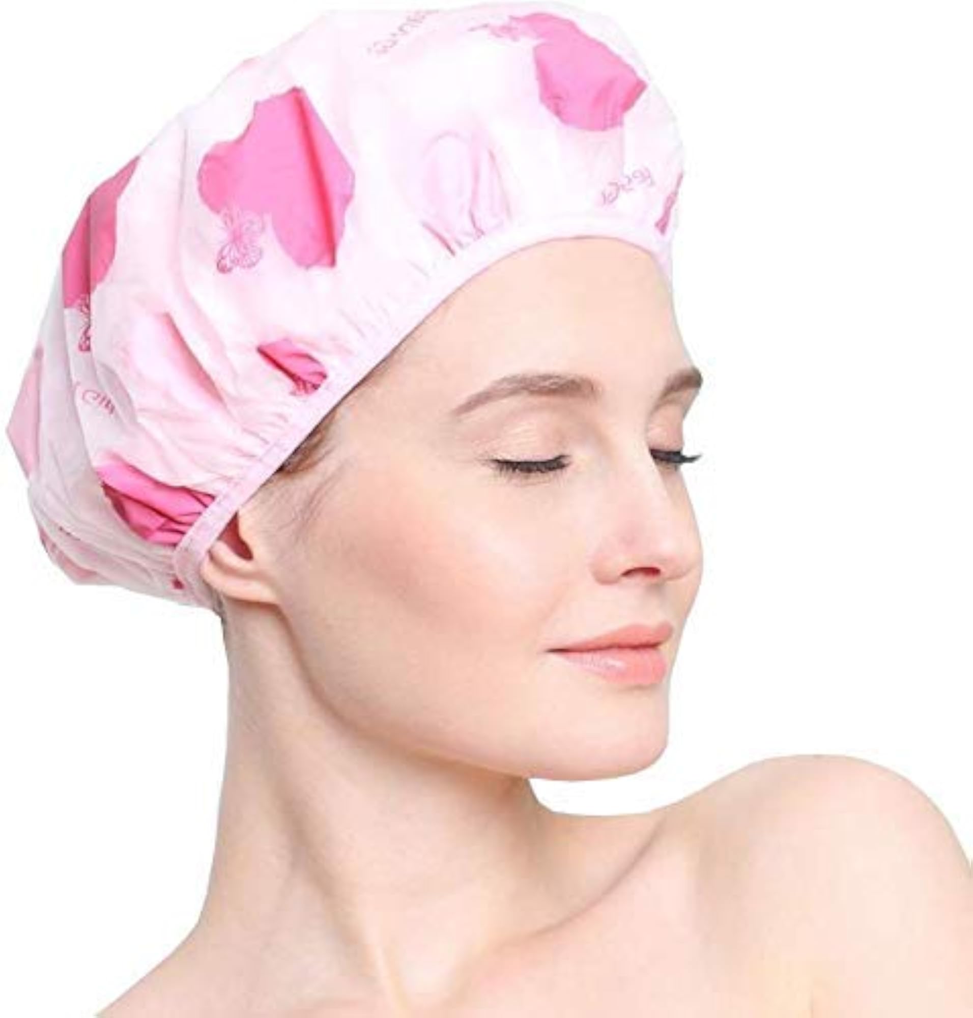 Set of 3 Reusable Waterproof Elastic Shower Caps, Multicolor